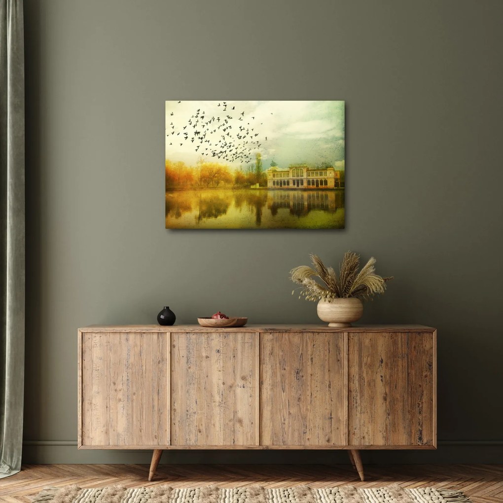 A festett táj képe lakóhelyel (70x50 cm)
