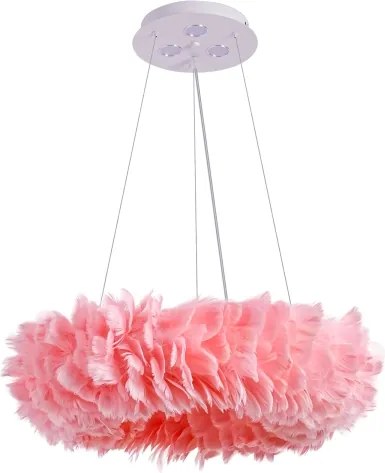 BRILAGI - LED csillár zsinóron FEATHER 3xE27/40W/230V + 3xLED/3W, átmérő 50 cm, rózsaszín