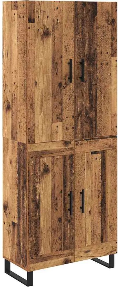 vidaXL Magasfiú 2 pcs Öreg fa 69,5 x 34 x 180 cm Műanyag Fa és Üveg