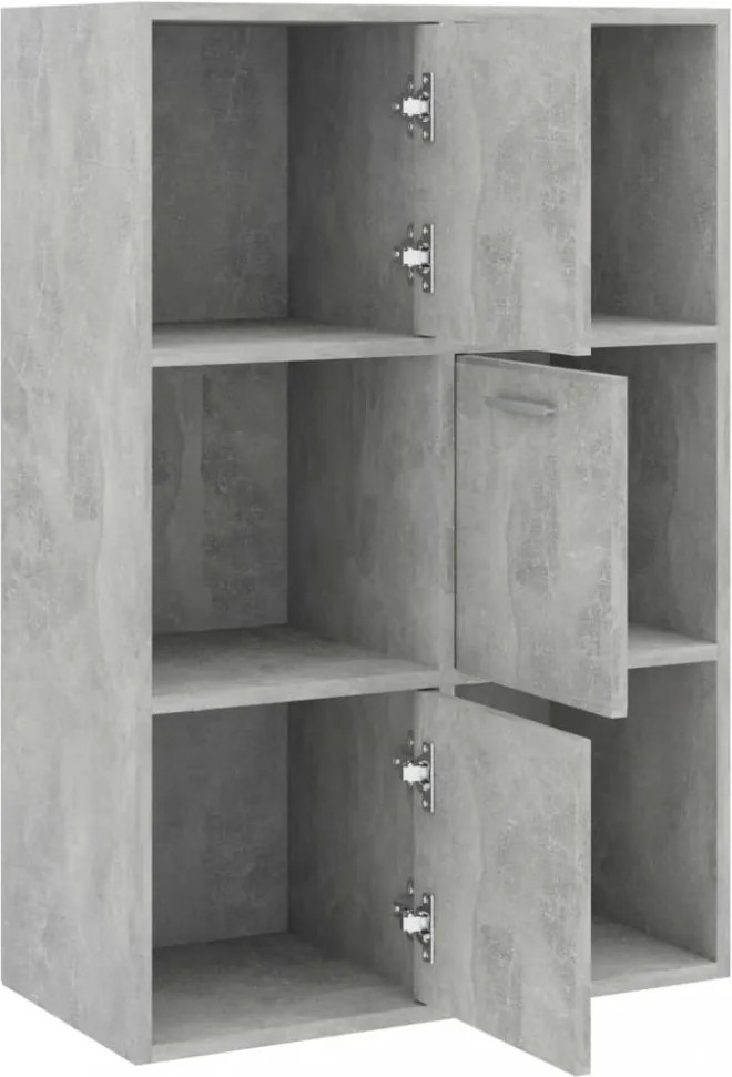 betonszürke szerelt fa tárolószekrény 60 x 29,5 x 90 cm