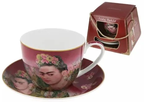 Porceláncsésze+alj, 410ml, dobozban, Frida Kahlo