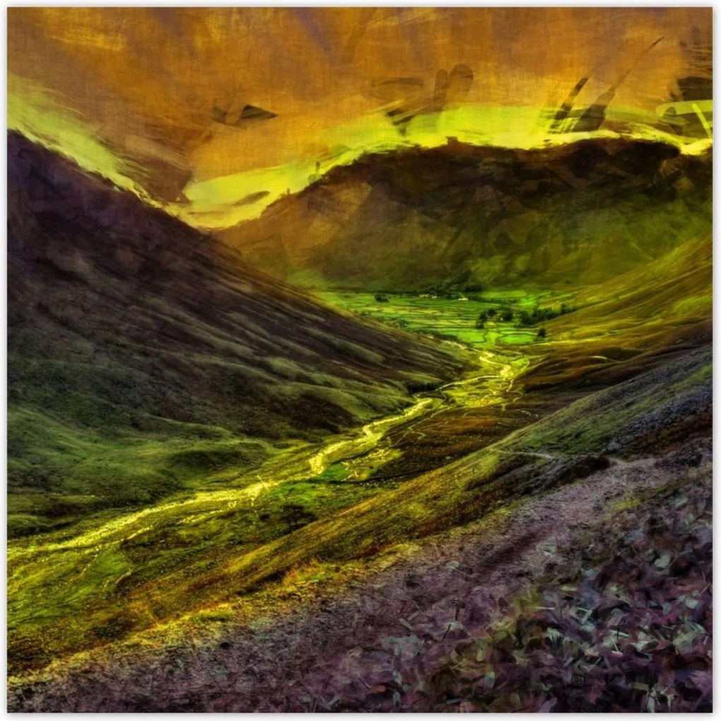 Poszterek 100x100 Folyó a völgyben Tájkép