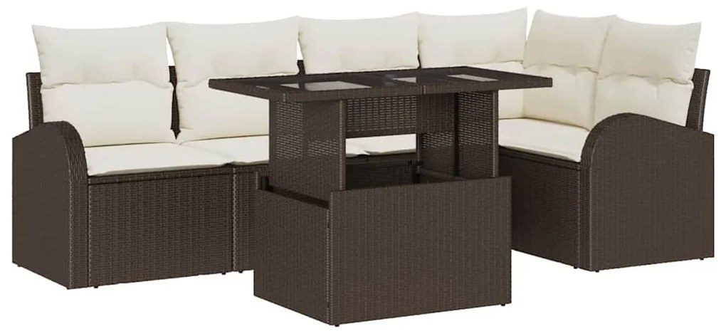 Kerti Kanapé Szett 6 pcs Barna és krémszínű 100 x 55 x 73 cm
