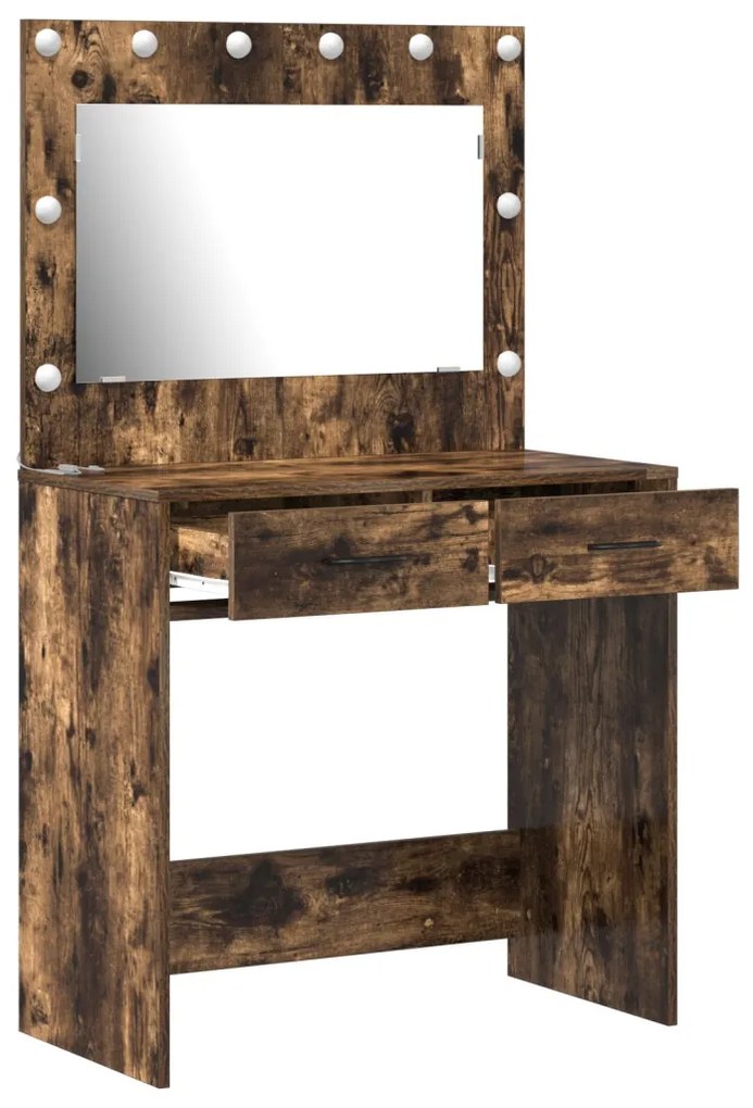 öltöztető asztal LED világítással Füstölt tölgy 78.5x41x135 cm