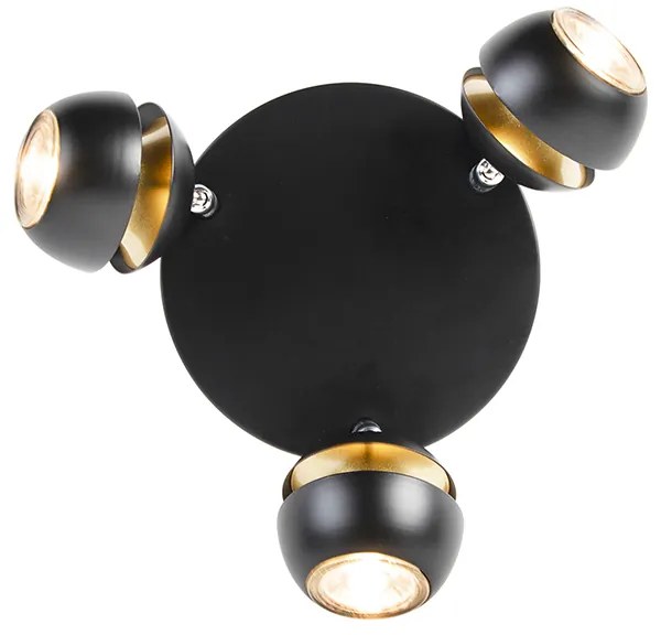 Modern spotlámpa 3-lámpás fekete arannyal belül - Buell Deluxe