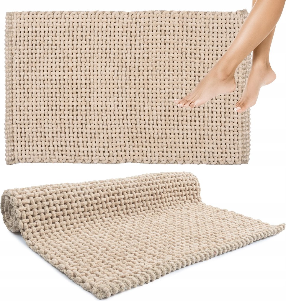 Fürdőszobaszőnyeg Bézs Csúszásgátló Puha Szőnyeg Mosható 60x100cm