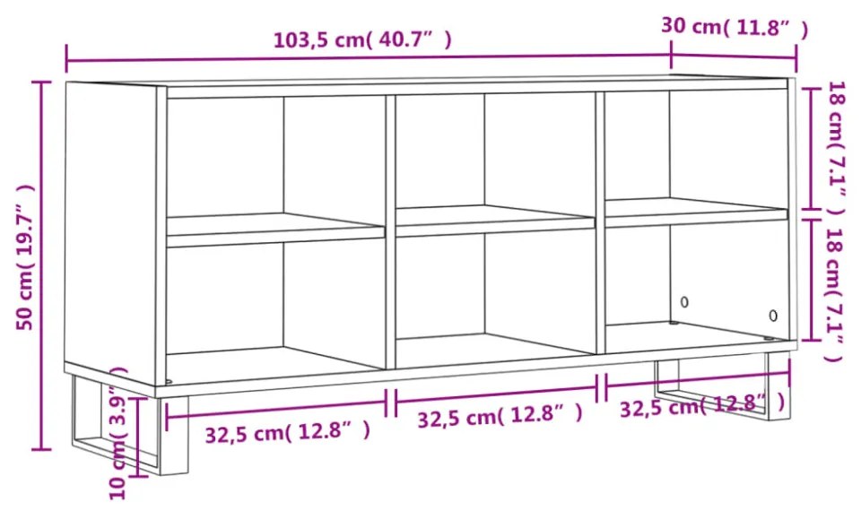 fehér magasfényű szerelt fa TV-szekrény 103,5 x 30 x 50 cm