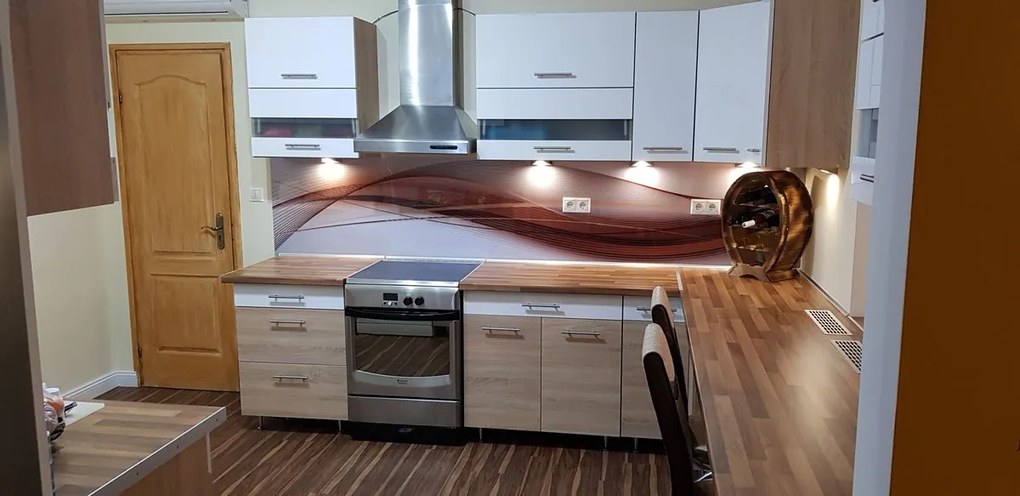 Wallplex falburkoló konyhapanel Barna hullám (Méret: Nagy 60x240)