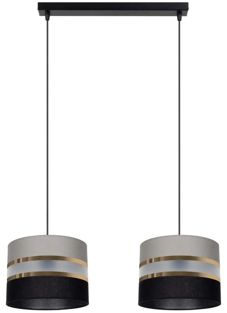 Csillár zsinóron CORAL 2xE27/60W/230V szürke-fekete