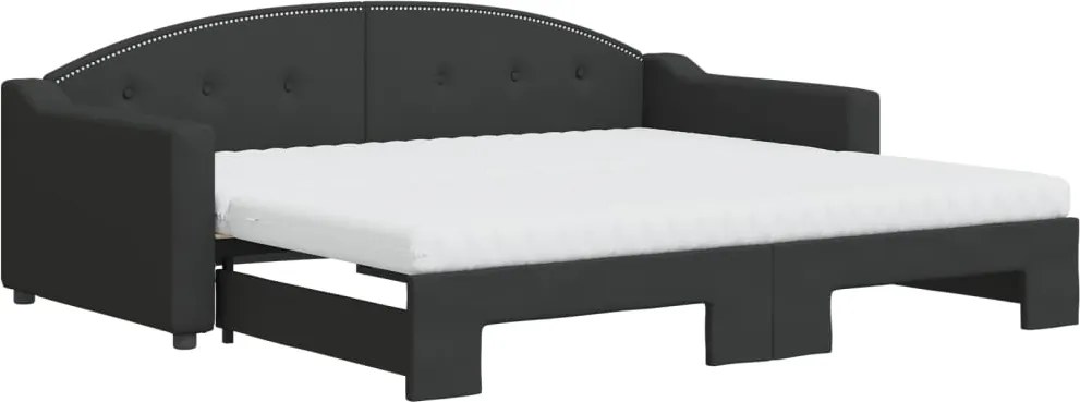 vidaXL fekete kihúzható szövet heverő matracokkal 90 x 190 cm