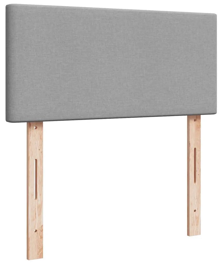világosszürke szövet ottomán ágy matraccal &amp; LED-ek 90x200 cm
