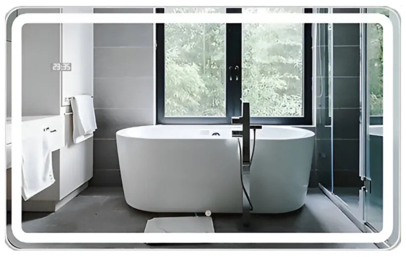 Viva AURA fürdőszoba tükör - érintőkapcsolós - páramenetesítős - órával - LED - FEKVŐ - 100 x 70 cm