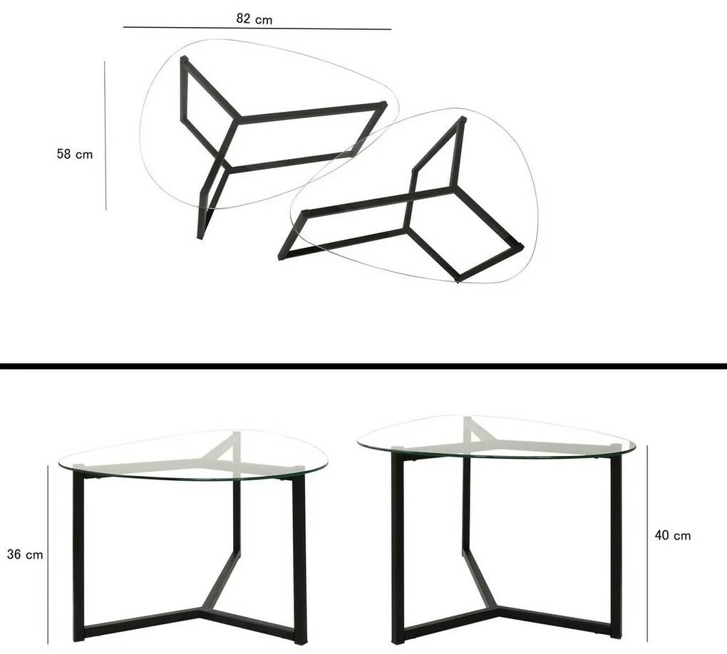 Bellisimo Black dohányzóasztal szett, 2 db