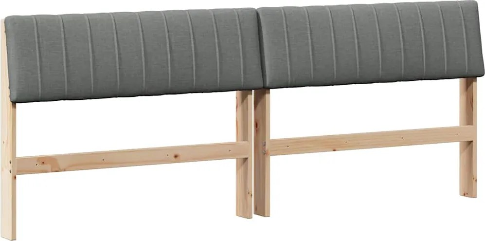 vidaXL Kárpitozott fejtámla Sötétszürke 200 cm Tömör fenyőfa