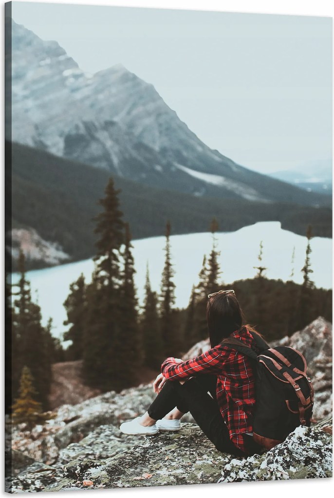 Vászonkép Emberek Hegyek Nő az ösvényen 60x90