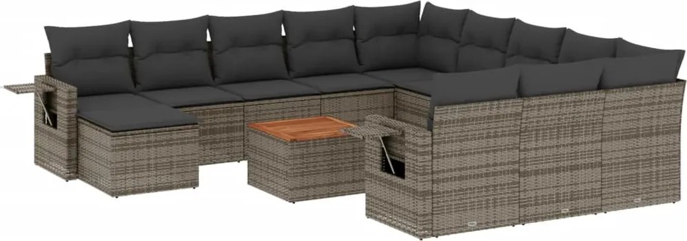 vidaXL 13 részes szürke polyrattan kerti ülőgarnitúra párnákkal