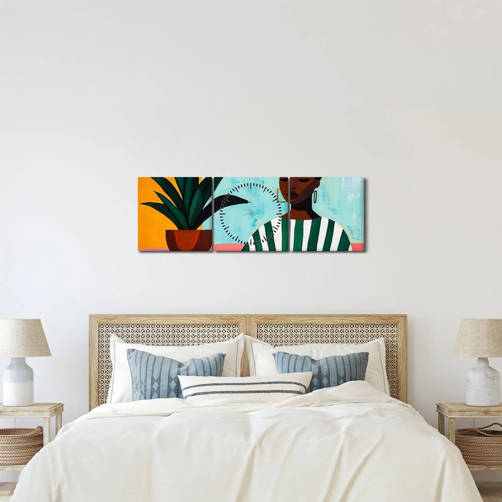 Kép - Nő virággal (órával) (90x30 cm)