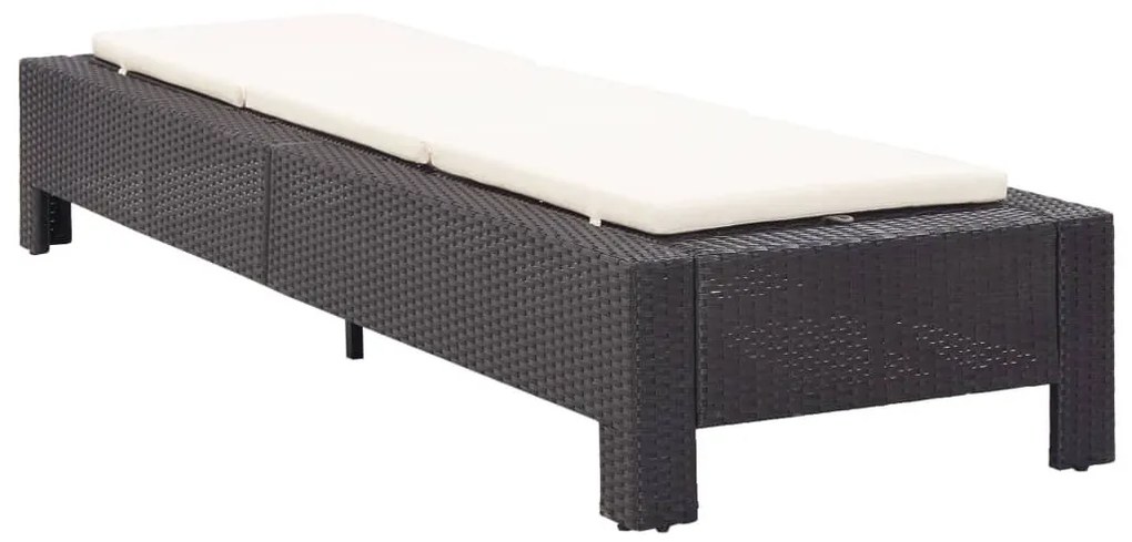 Fekete polyrattan napozóágy párnával