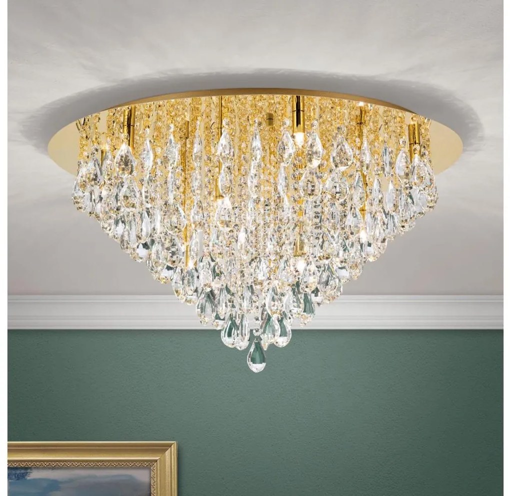 Orion DLU 2516/75-Kristály mennyezeti lámpa CELESTE 12xG9/40W/230V átm. 75 cm arany