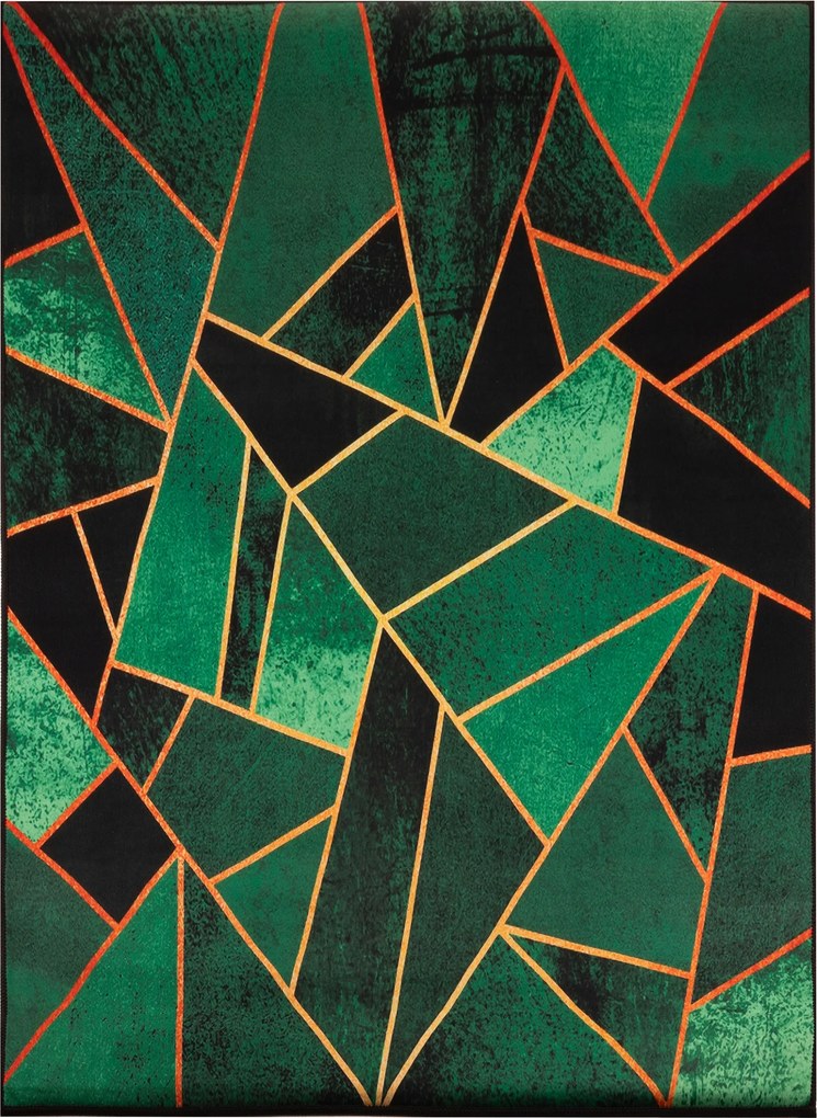 Szőnyeg 120x170 CM Zöld Fekete Nappaliba Modern Geometrikus Mozaik