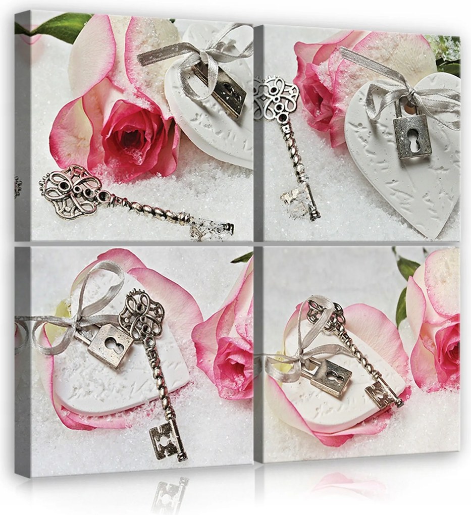 Vászonkép 50x50 Romantika szerelem kulcsok szív rózsák érzések ajándék polip