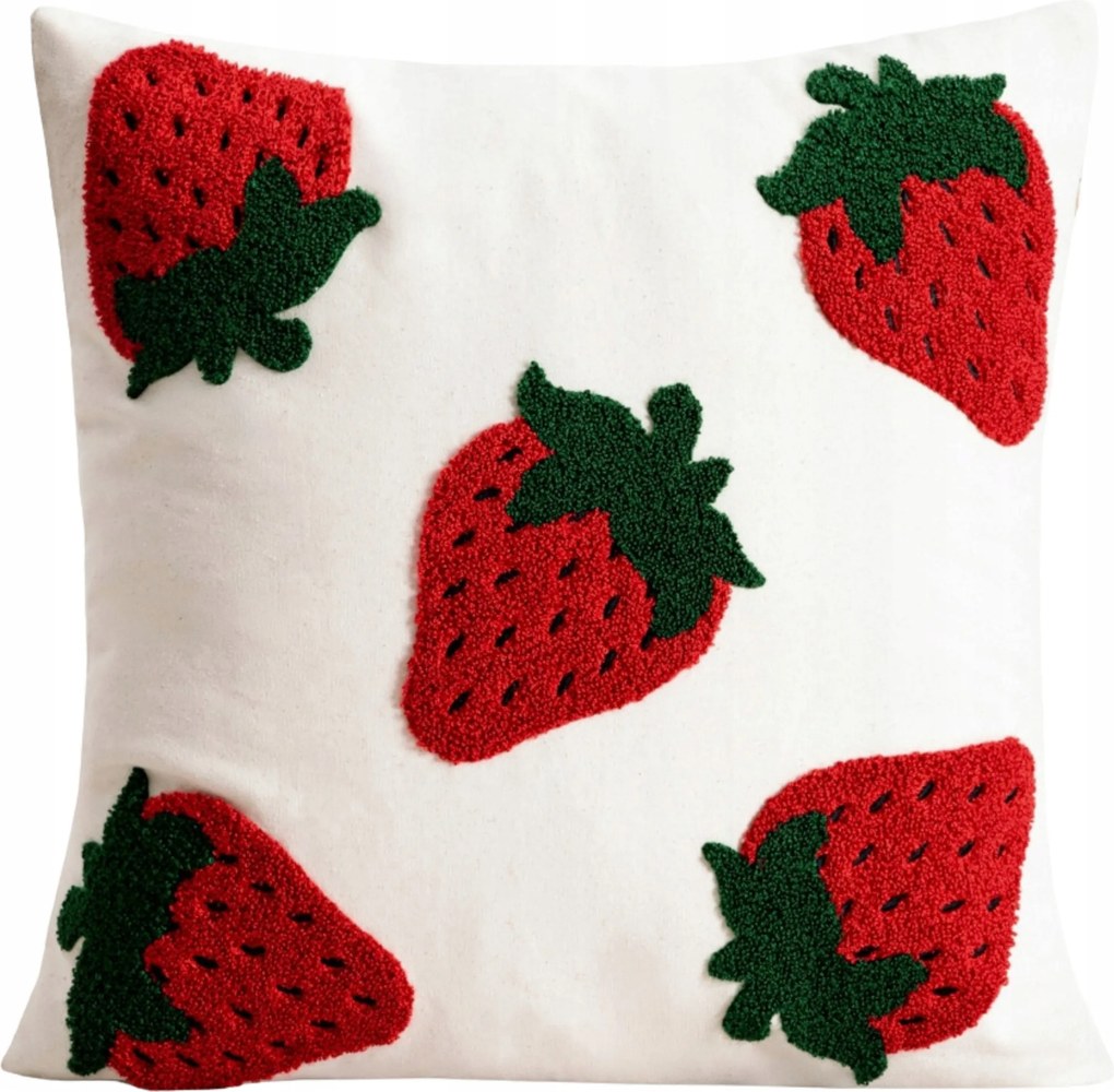 Fresa pamut párnahuzat eper hímzéssel 45x45cm Homla