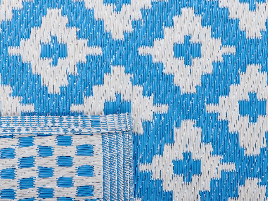 Kék Geometrikus Mintás Kültéri Szőnyeg 160 x 230 cm THANE Beliani