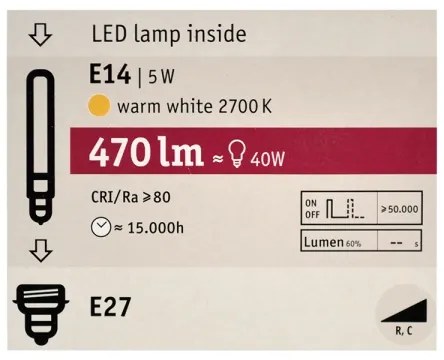 LED Szabályozható izzó MOSAIC G125 E27/5W/230V 2700K - Paulmann 28747