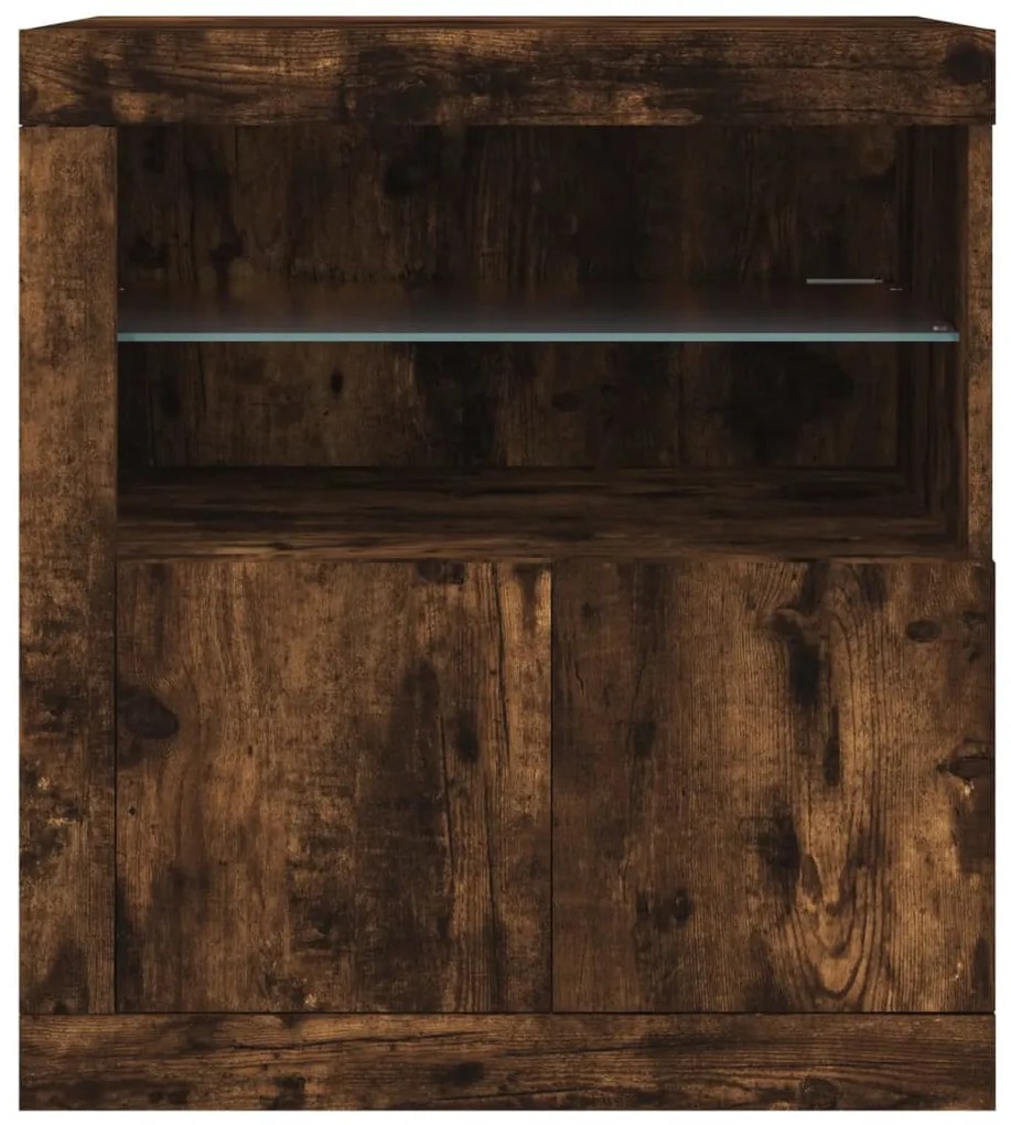 füstös tölgy színű tálalószekrény LED-ekkel 60,5 x 37 x 67 cm