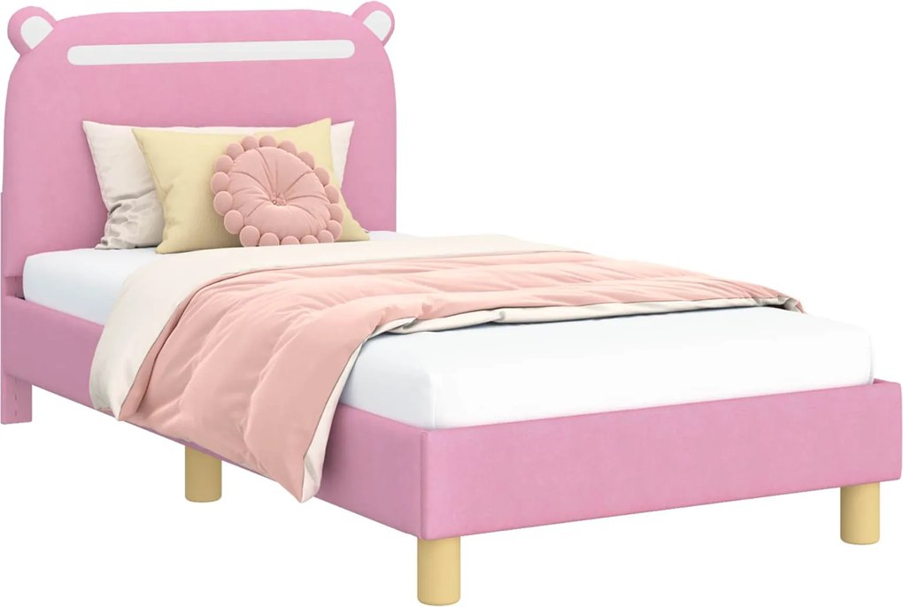 vidaXL Gyerekágy kerettel fejtámlával Rózsaszín 80 x 160 cm szövet