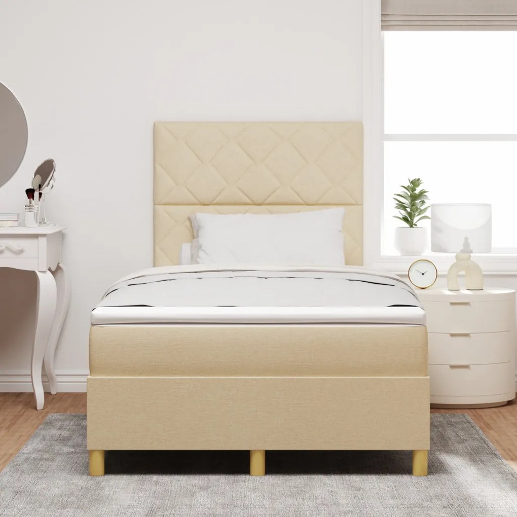 Box Spring Ágy Matrac Krém Kis franciaágy Szövet