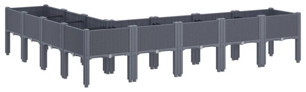 vidaXL kékszürke PP rácsos kerti ültetőláda 200 x 160 x 42 cm