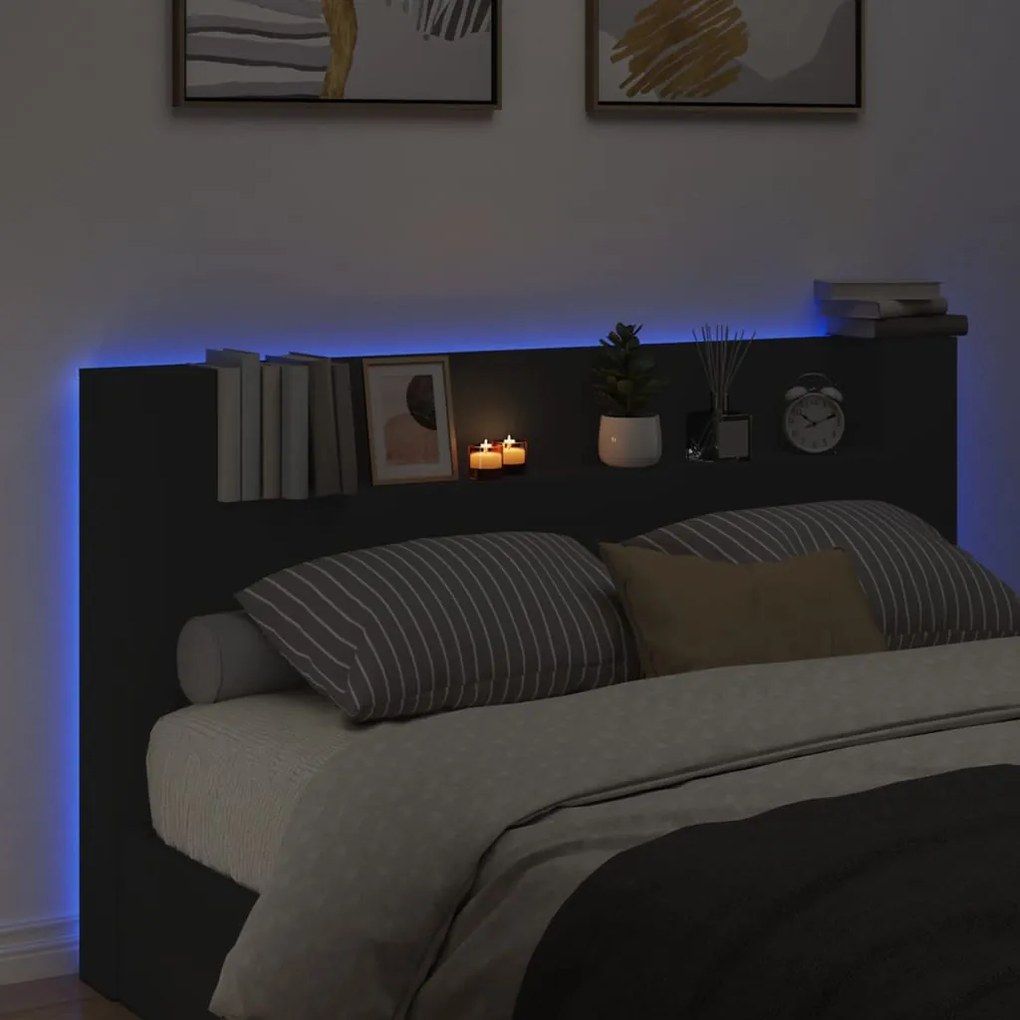 fekete áthidalószekrény LED-világítással 180 x 16,5 x 103,5 cm