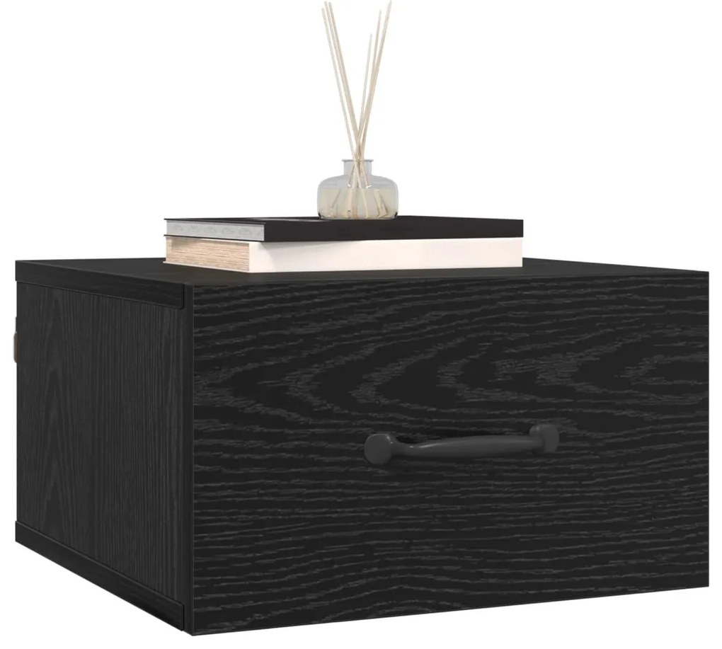 vidaXL Éjjeliszekrény fiókkal Fekete tölgy 35 x 35 x 20 cm Faanyag