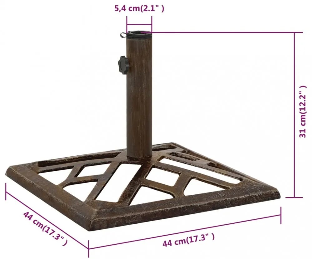 vidaXL bronzszínű öntöttvas napernyőtalp 44 x 44 x 31 cm
