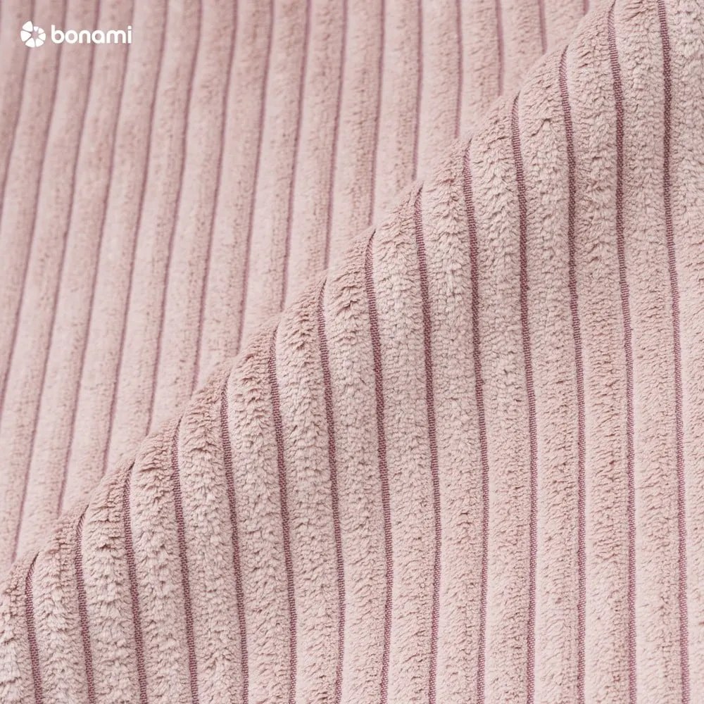 Világos rózsaszín kordbársony kinyitható sarokkanapé (variálható) Sara – Ropez