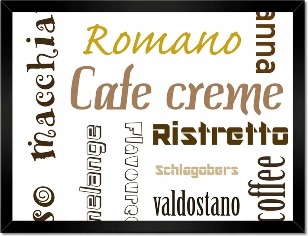 Poszterek keretben 40x30 Kávé típusok