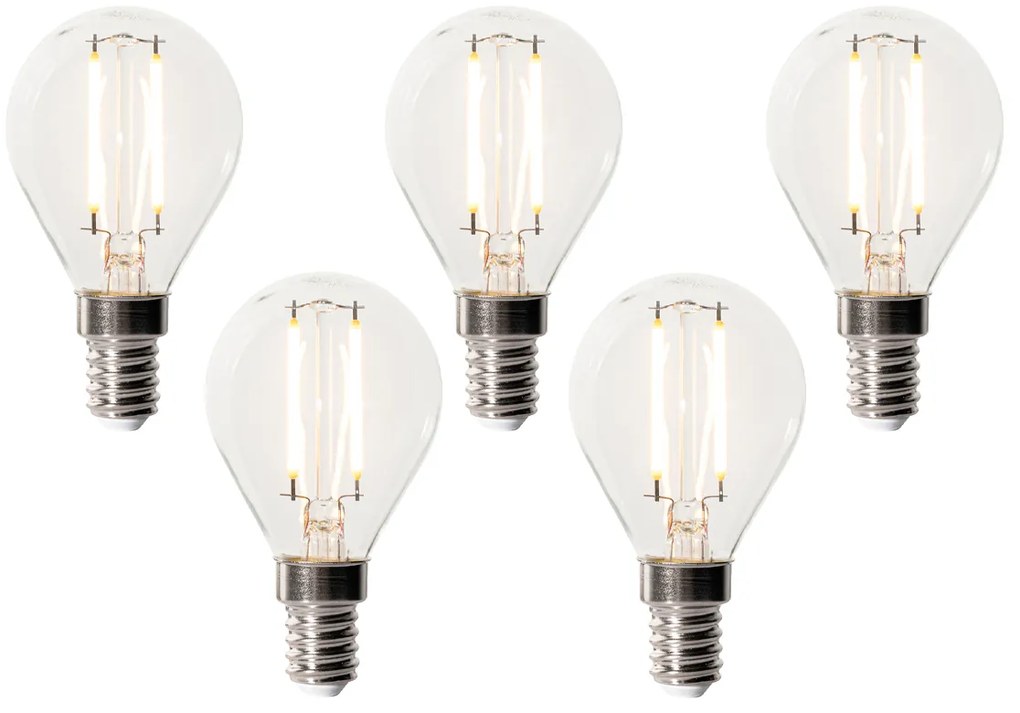 5 darabos E14 szabályozható LED izzó szett P45 átlátszó üveg 3W 250 lm 2200K