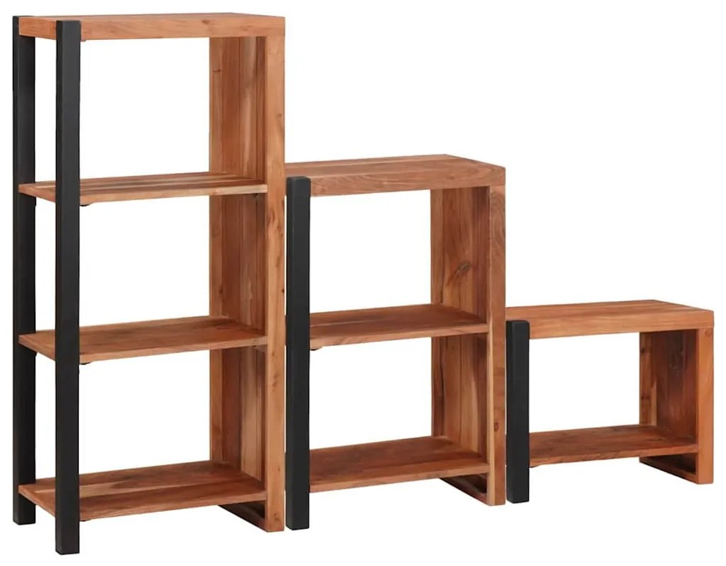 Könyvespolc 3 pcs Barna 50 x 30 x 110 cm Tömör akácfa