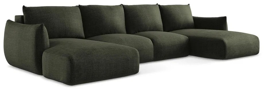 Zöld kinyitható sarokkanapé (U alakú) Leila – Makamii