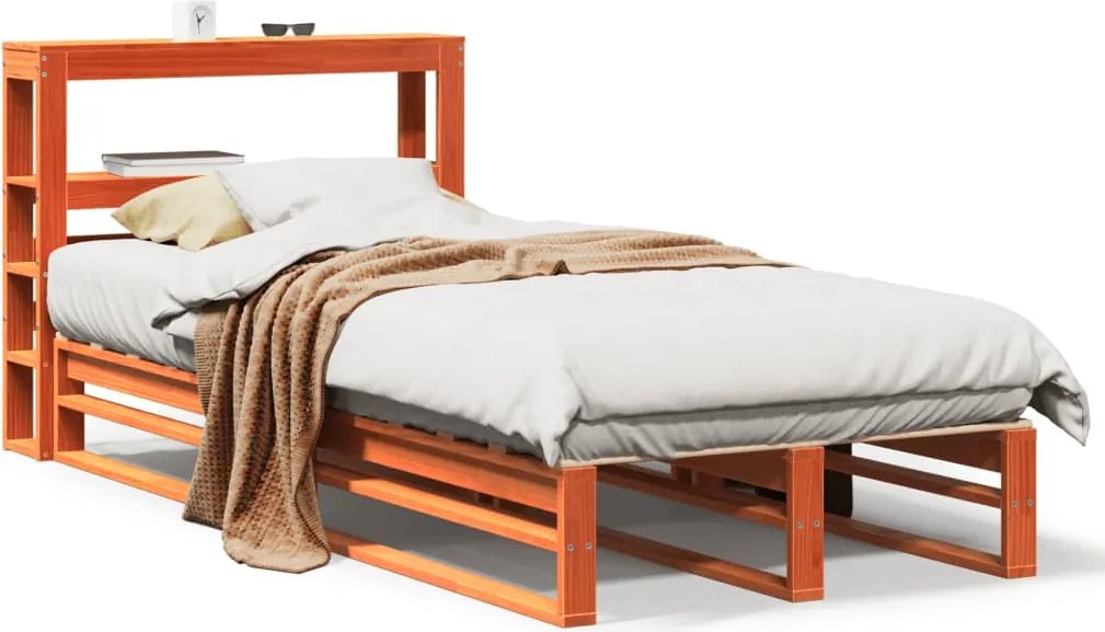 vidaXL viaszbarna tömör fenyőfa ágy matrac nélkül 100 x 200 cm