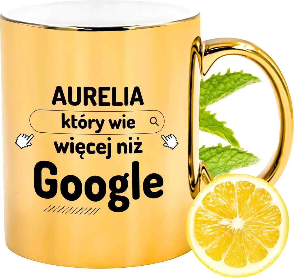 Prémium Arany Csillogó Bögre Auréliának Ajándék Nyomtatott Fotóval