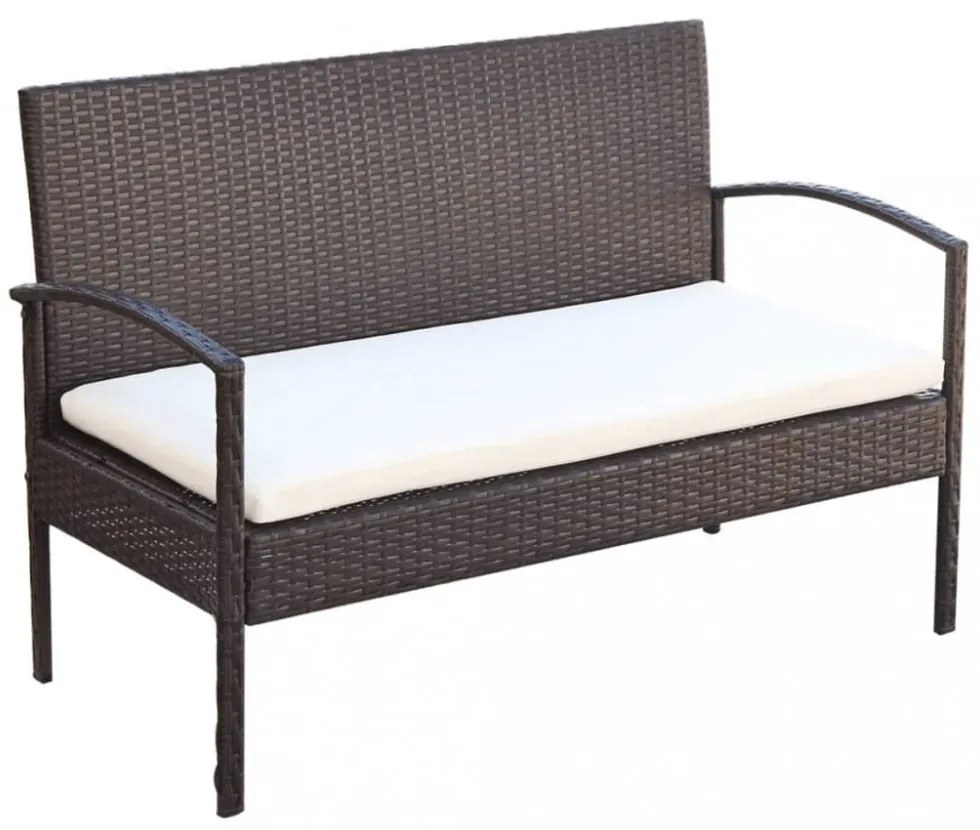 4-részes barna polyrattan kerti bútorszett párnákkal