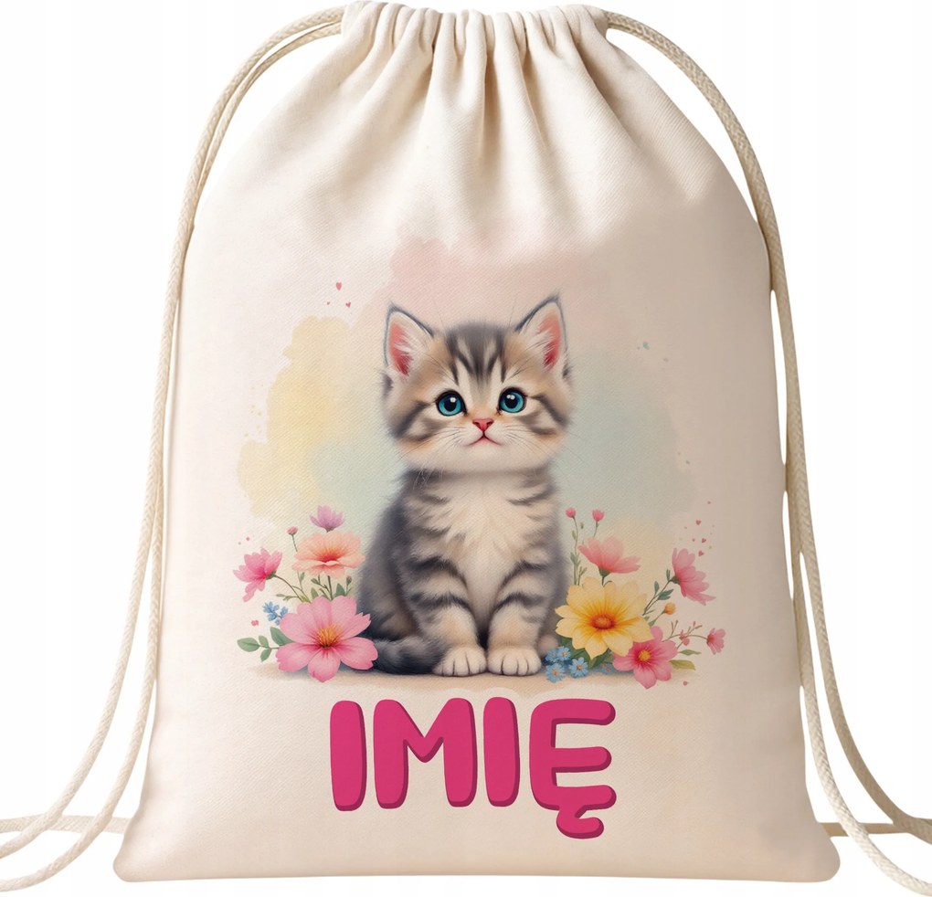Pamut hátizsák Személyre szabott Cica Kisállat Aranyos Gyerekek