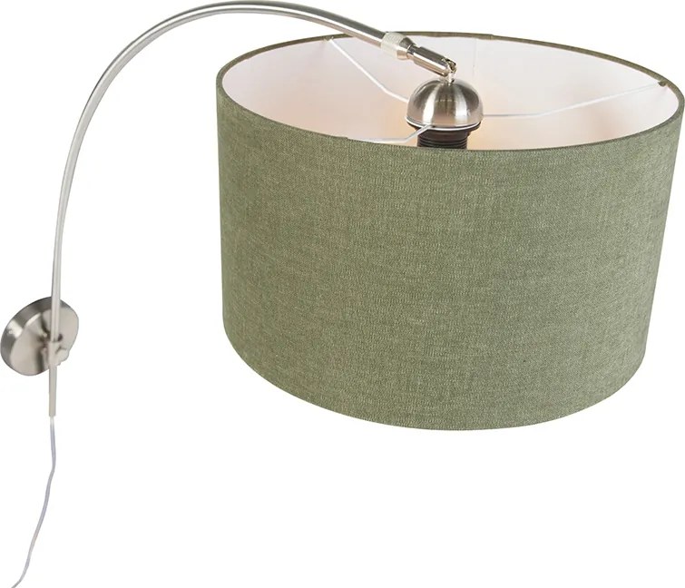 Fali ívlámpa acélból, zöld árnyékolóval 35/35/20 állítható