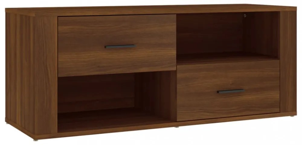 barna tölgyszínű szerelt fa TV-szekrény 100 x 35 x 40 cm