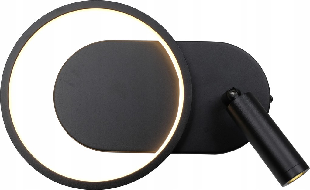 Elyptica fali lámpa 18 cm kerek Led 10 W minimalista modern fekete