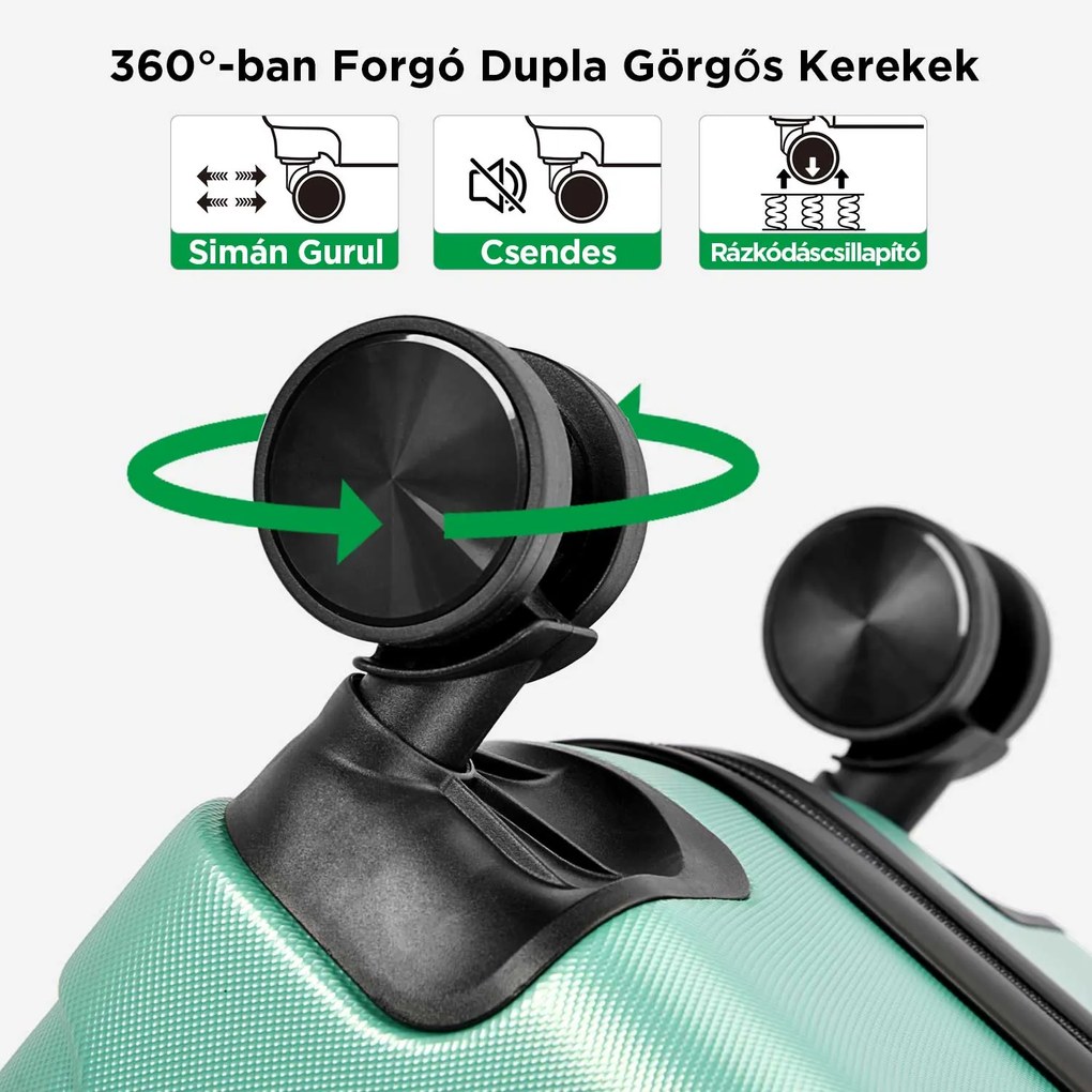 BONTOUR vertical 4 kerekes nagy borönd 76x50,5x29,5cm, púderzöld