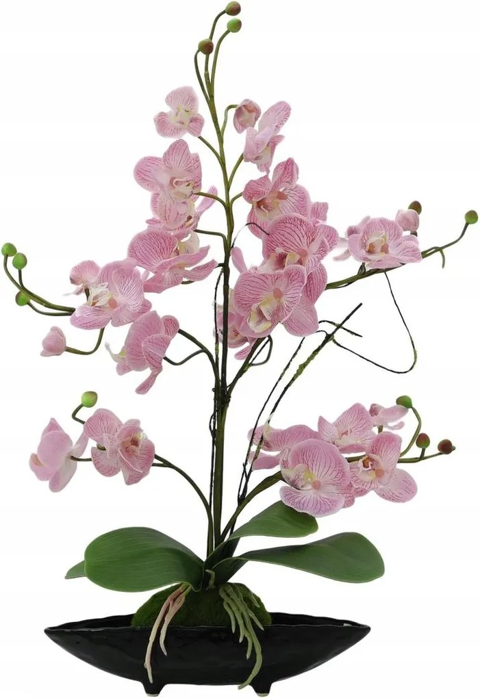 Orchidea elrendezés virágcserepekkel, rózsaszín, 60 cm.