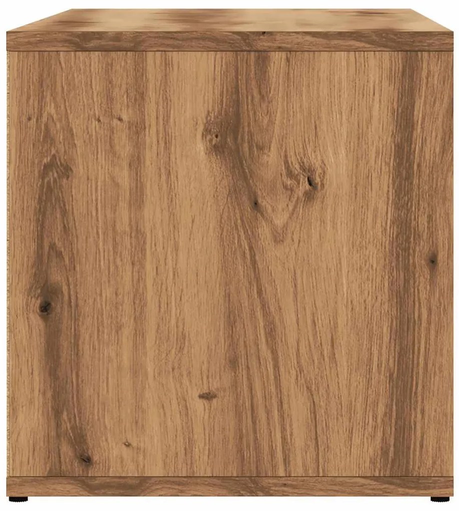 kézműves tölgy színű szerelt fa TV-szekrény 80x34x35,5 cm